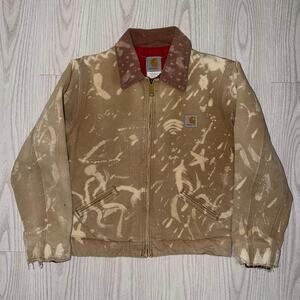 Carhartt Vintage 90s Detroit Y20 BRN Bleach Custom Jacket Size 14